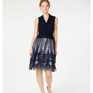 Navy and Silver Evening Dress